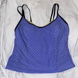 Tankini-  Super soft and cute!!! periwinkle with black polka dots.  Size 16.
